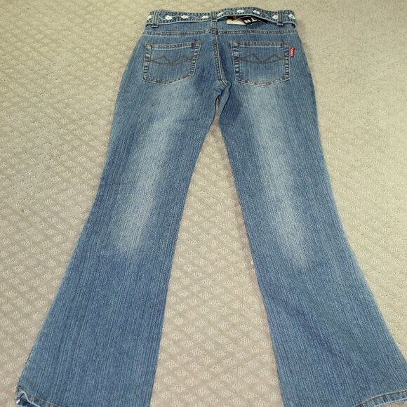 NWT Joana Design Women's Size 1/2 Floral Design Belted Jeans - Picture 2 of 8